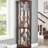 Lighted Corner Curio Cabinet In Dark Cherry - Living Room Display With Glass Doors And Adjustable Shelves Source Elegant Case-998179727