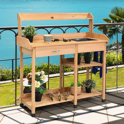 Arlmont & Co. Rithwik Wood Potting Bench | Wayfair