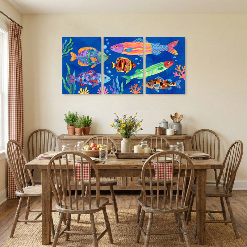 Animaux, ensemble de 3 reproductions d'art sur toile, H 36 po x l 72 po