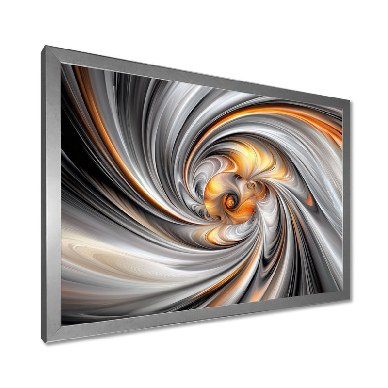 «Fractal Grey Vortex Galactic Expansion I», reproduction d'art abstrait fractal, Argent argent, H 34 po x l 44 po