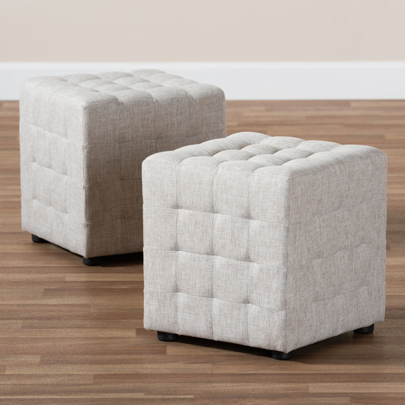 Gelene Upholstered Ottoman, Beige