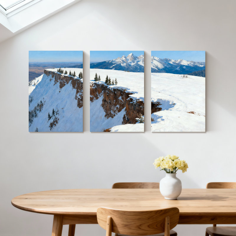 Ensemble de 3 reproductions d'art sur toile, paysage d'hiver, H 24 po x l 48 po