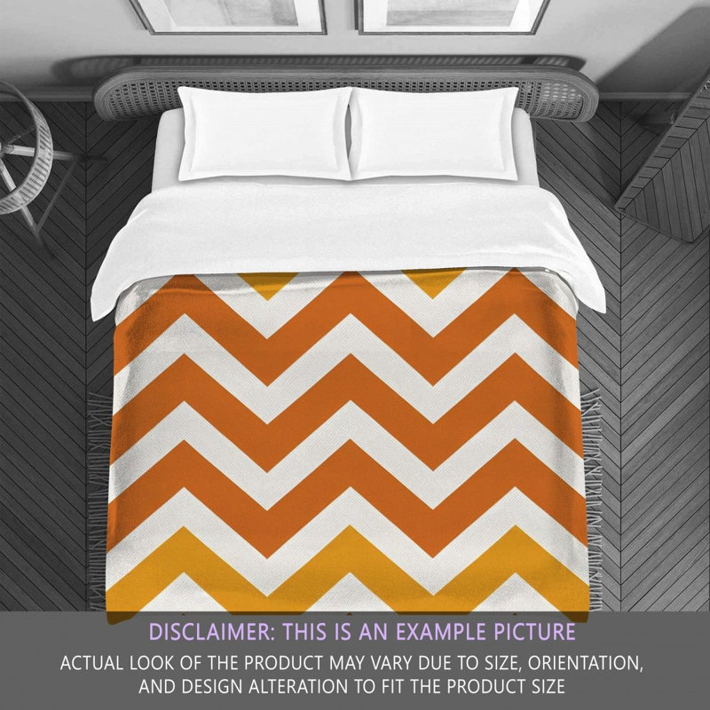 Chevron Comforter, Twin Comforter, Orange/White