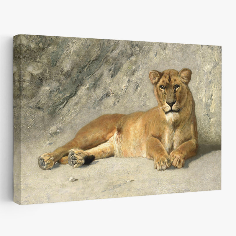 Lionne se reposant, 1885 - musée, animaux, faune, lions, art, H 16 po x l 24 po