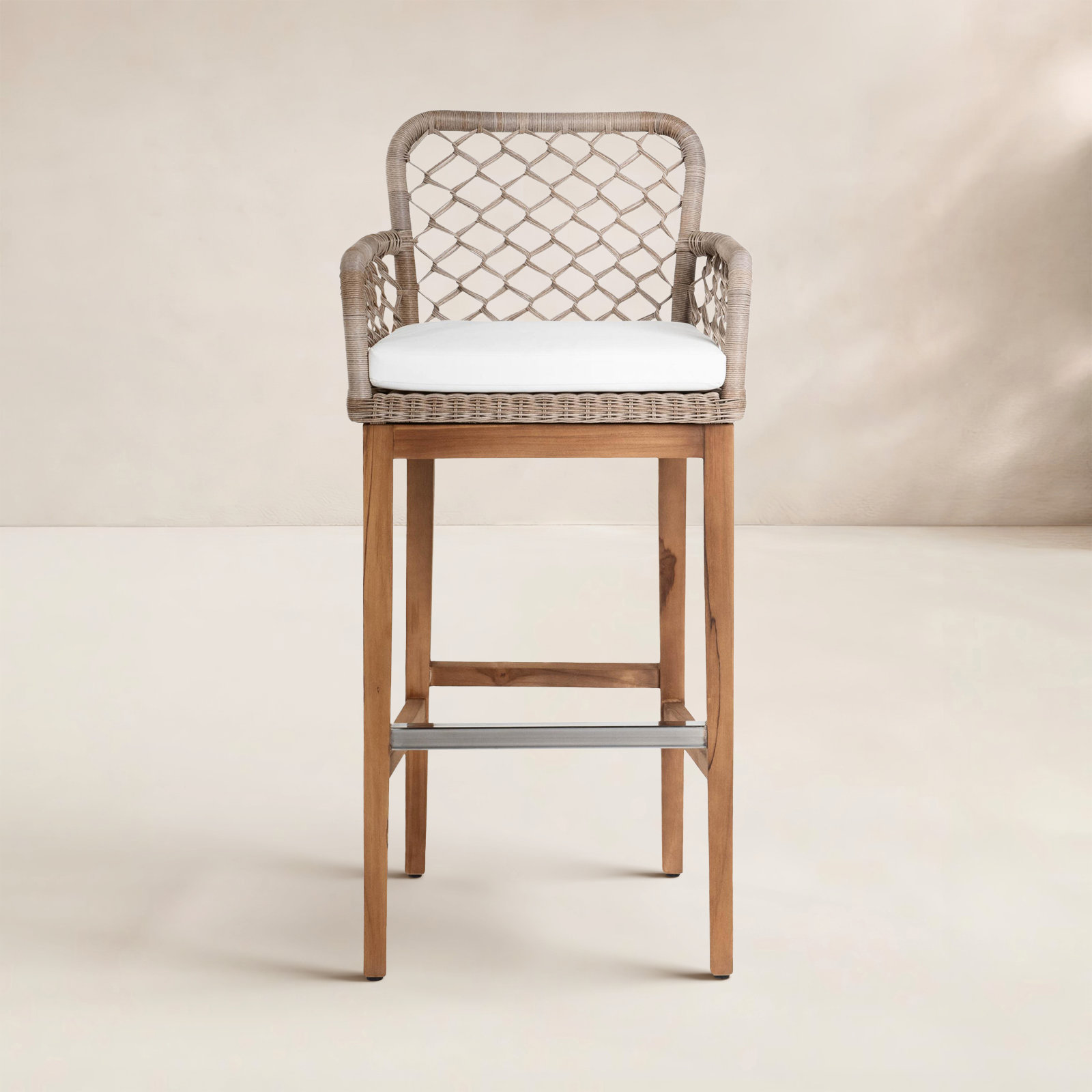 Paulo Outdoor Bar Stool with Cushion, 30.75"
