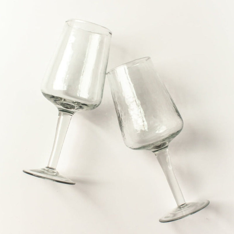 Verres à vin martelés à la main S / 4 - rosé, Clair