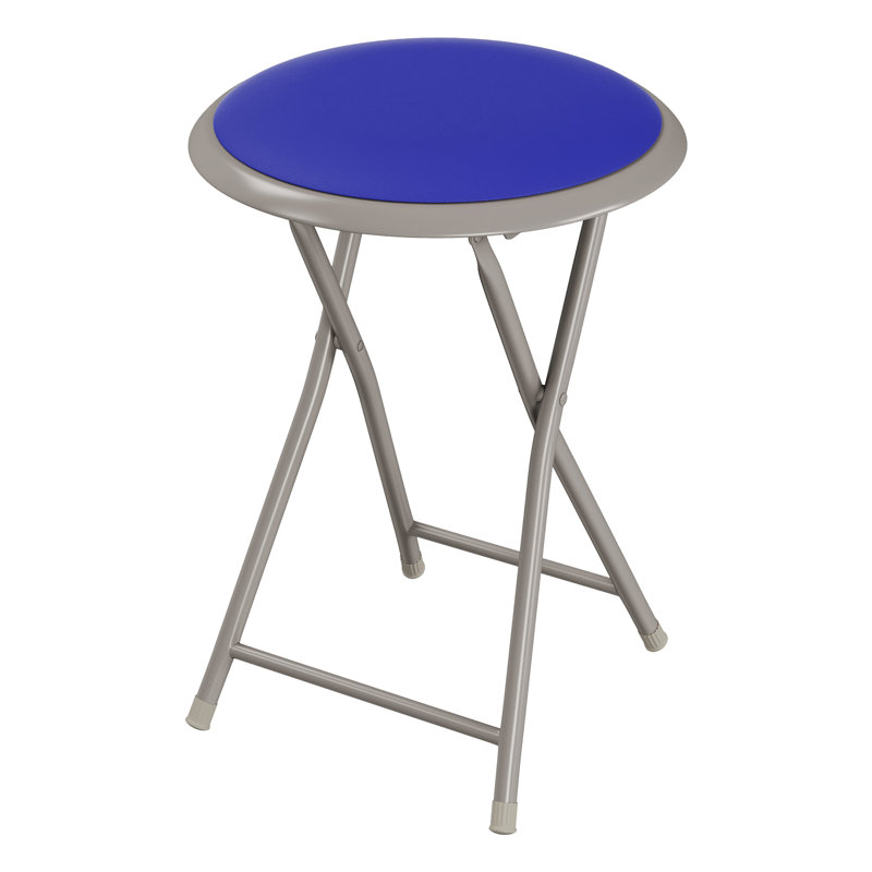 Slayder 18" H Backless Folding Stool, Royal Blue/Gray