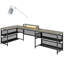 Bureau en forme de U avec prises de courant et support à bande et moniteur à DEL, bureau en forme de L avec tablette de rangement, bureau de jeu pour bureau personnel