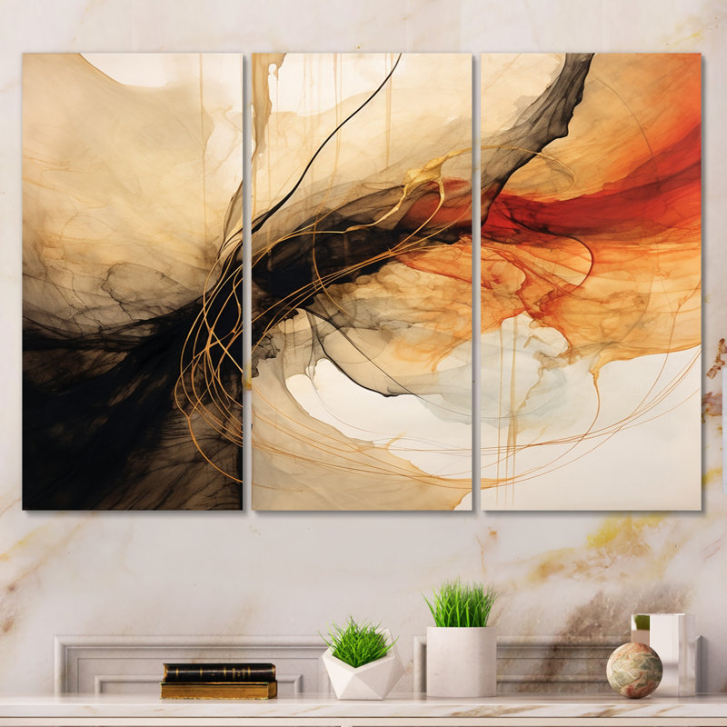 «Abstract Earth Poetry In Motion Retro Waves II», ensemble de reproductions d'art sur toile, H 32 po x l 48 po x P 1 po