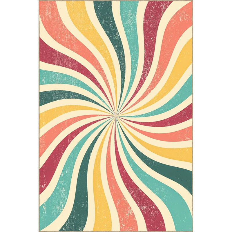 Multicolor Infinite Patterned Modern Decorative Washable Rug, Square 3'3" Rug Pad Included
