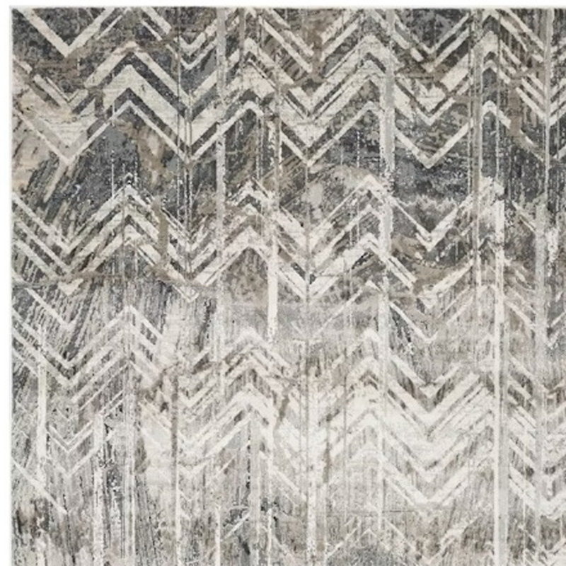 Tapis gris en viscose à motif zigzag 3 pi x 5 pi