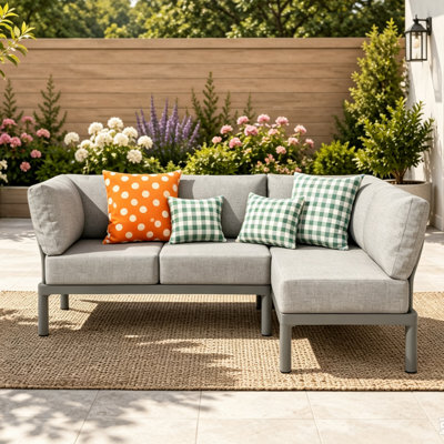 Canapé modulaire de patio en aluminium pour 4 personnes, gris