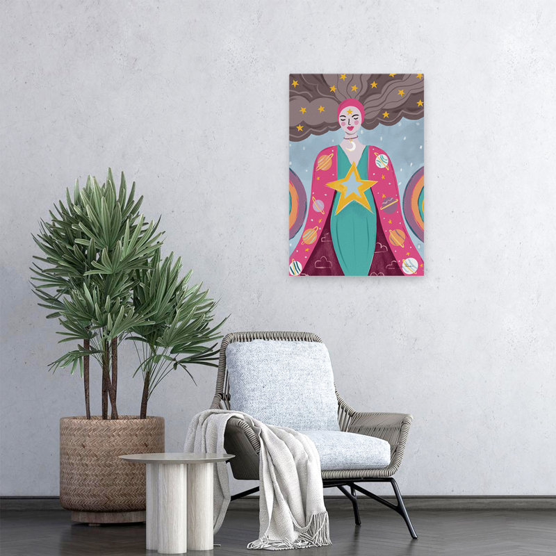 Femme mystique I - art céleste éthéré bleu turquoise, H 24 po x l 16 po