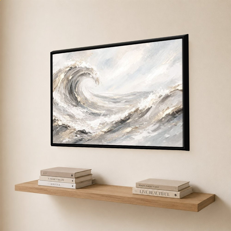 Golden Waves by Patricia Pinto - Graphic Art on Canvas, 28" H x 40" W, Black