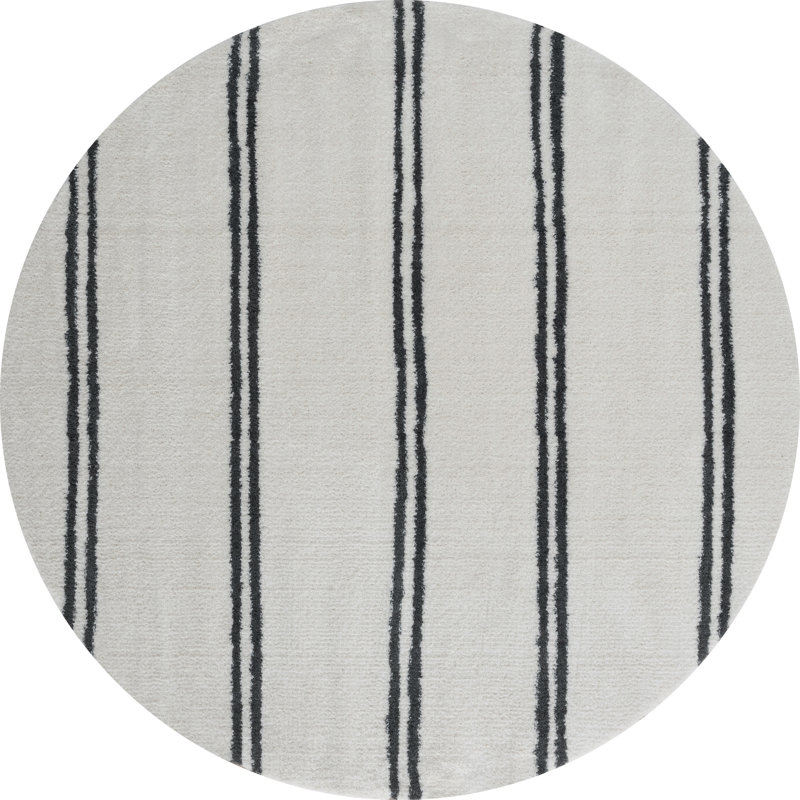 Tapis crème à poils longs Ralphio Irenaeus, Rond 7 pi 10 po