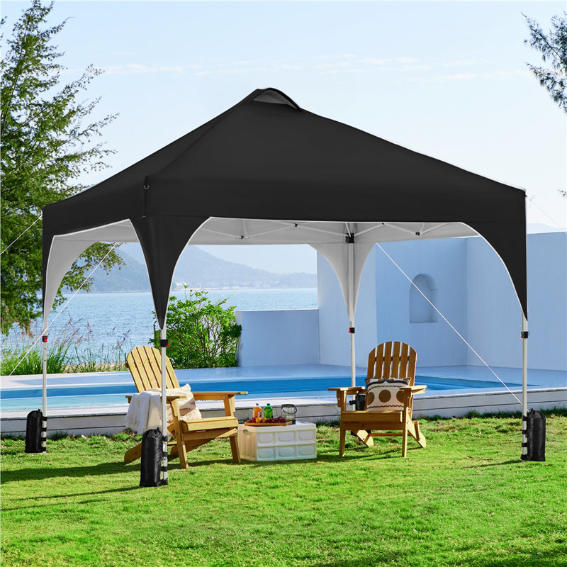 8 Ft. W X 8 Ft. D Heavy Duty Outdoor Steel Pop-Up Canopy Tent, Black