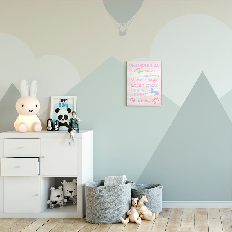 Licorne régissant le bonheur arc-en-ciel rose, H 15 po x l 10 po x P 0,5 po, Plaque murale