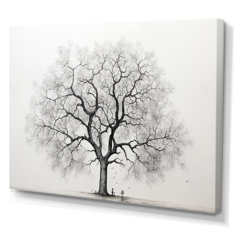 «White and Grey Minimalisme Maple Tree I», reproduction sur toile, Toile tendue, H 12 po x l 20 po x P 1 po