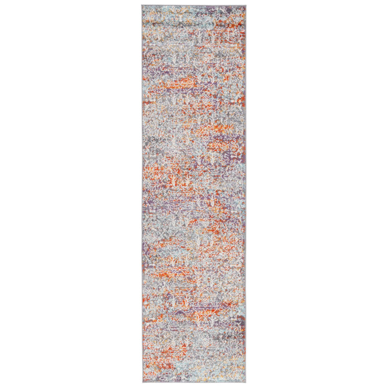 Felty Oriental Light Gray/Light Blue Area Rug, Runner 2'3" x 8'