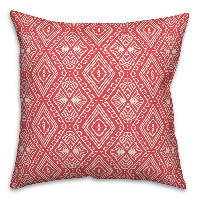  Coussin décoratif intérieur / extérieur Boho Tribal, Polyester / Bourre en polyester, 16 po x 1 po, Impérial / blanc
