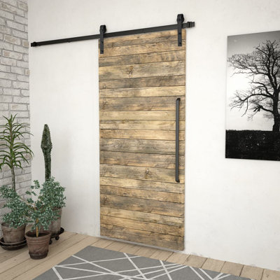vidaXL Sliding Door "SKIEN" Hardware Kit 78.7 " Steel Black