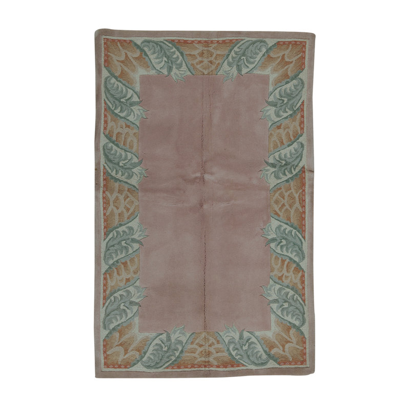 Hand-Knotted High-Quality Rose and Ivory Area Rug