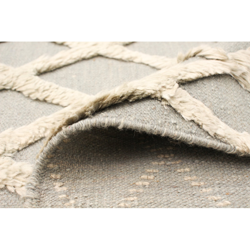 Tapis brun clair tissé à plat à la main Rima, Rectangle 9 pi 1 po x 11 pi 5 po