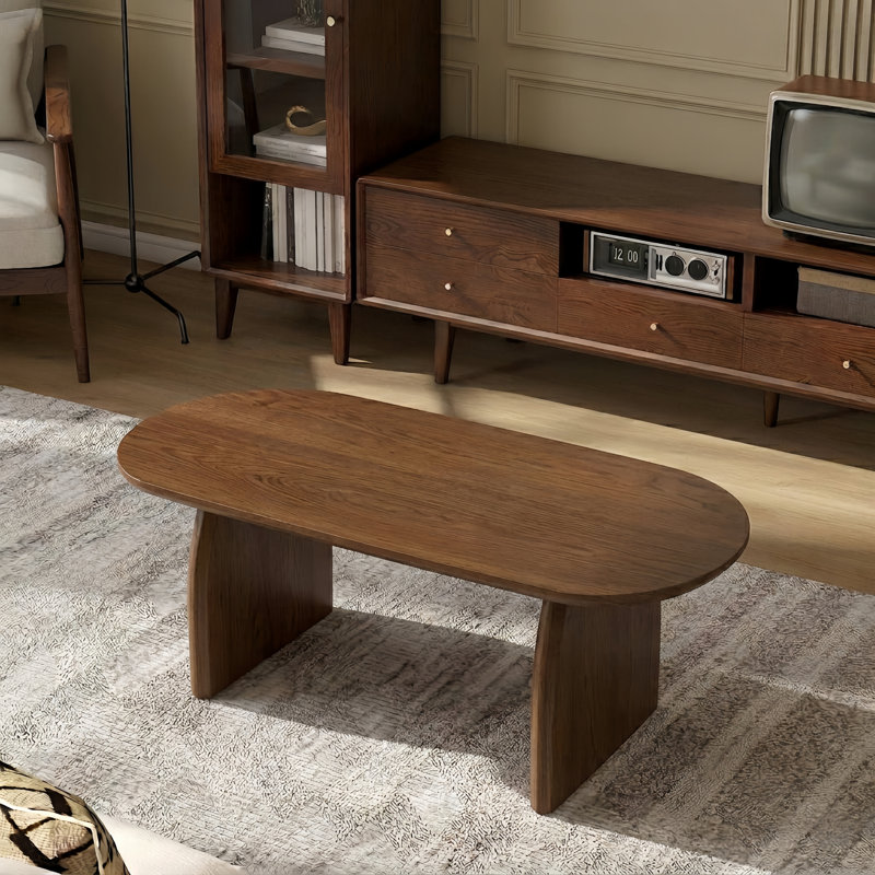 47.24" Oval Coffee Table with Walnut Veneer