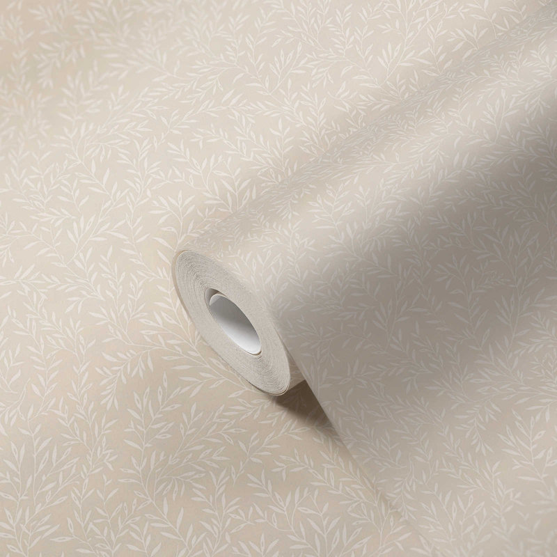Maison Charme Ditsy Leaf Motif 10.05m x 53cm Wallpaper Roll, Beige