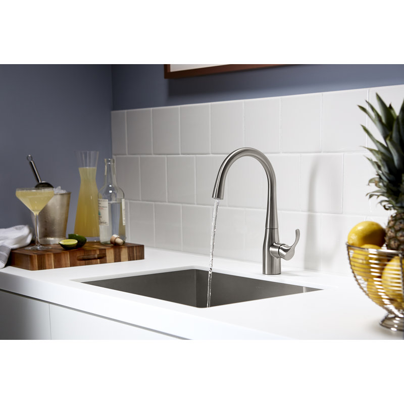 Simplice Single-Handle Bar Sink Faucet, Secondary Faucet with High-Arch Swing Spout, Vibrant Stainless Steel