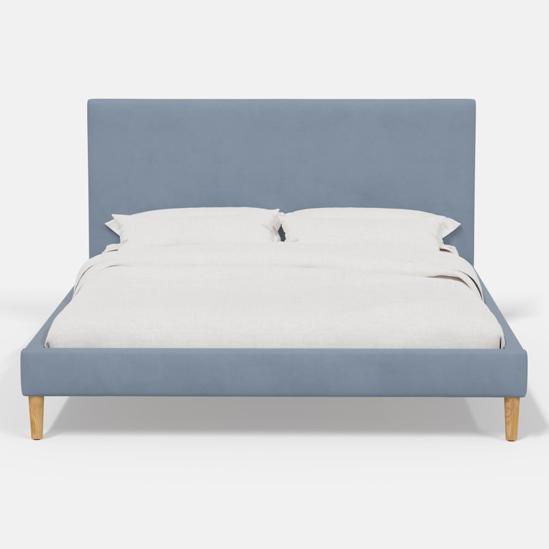 Lit plateforme Olivet, Queen, Velours classique océan