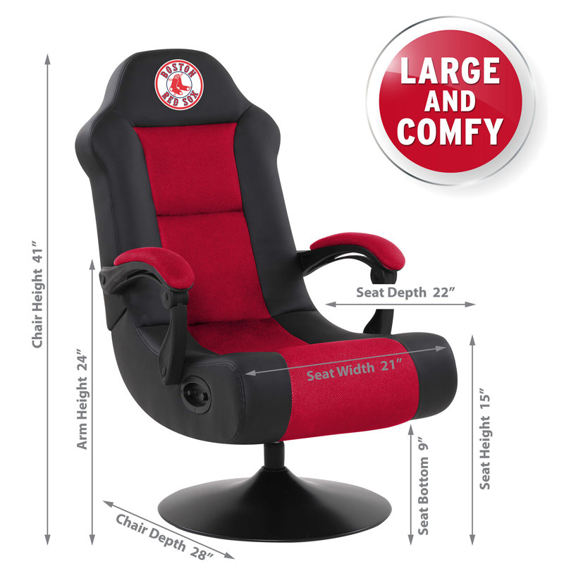 Fan Life Ergonomic Swiveling PC & Racing Game Chair with Built-in Speakers, Boston Red Sox - Red