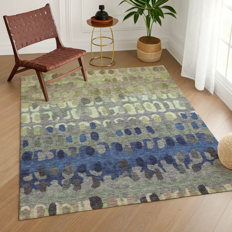 Machine Washable Indoor/Outdoor Chantille ACN2529 Geometric Rug, Aloe, Rectangle 10' x 14'