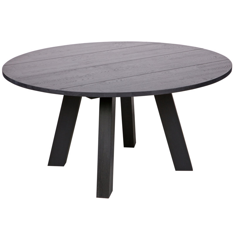 Normanhurst Oak Round Solid Wood Dining Table, Black Night