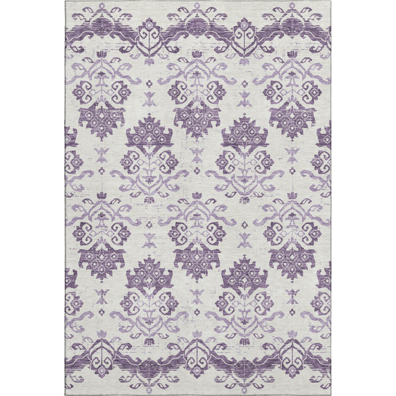 Premium Machine Washable Prisco Purple Rug, Rectangle 5' x 7'6"