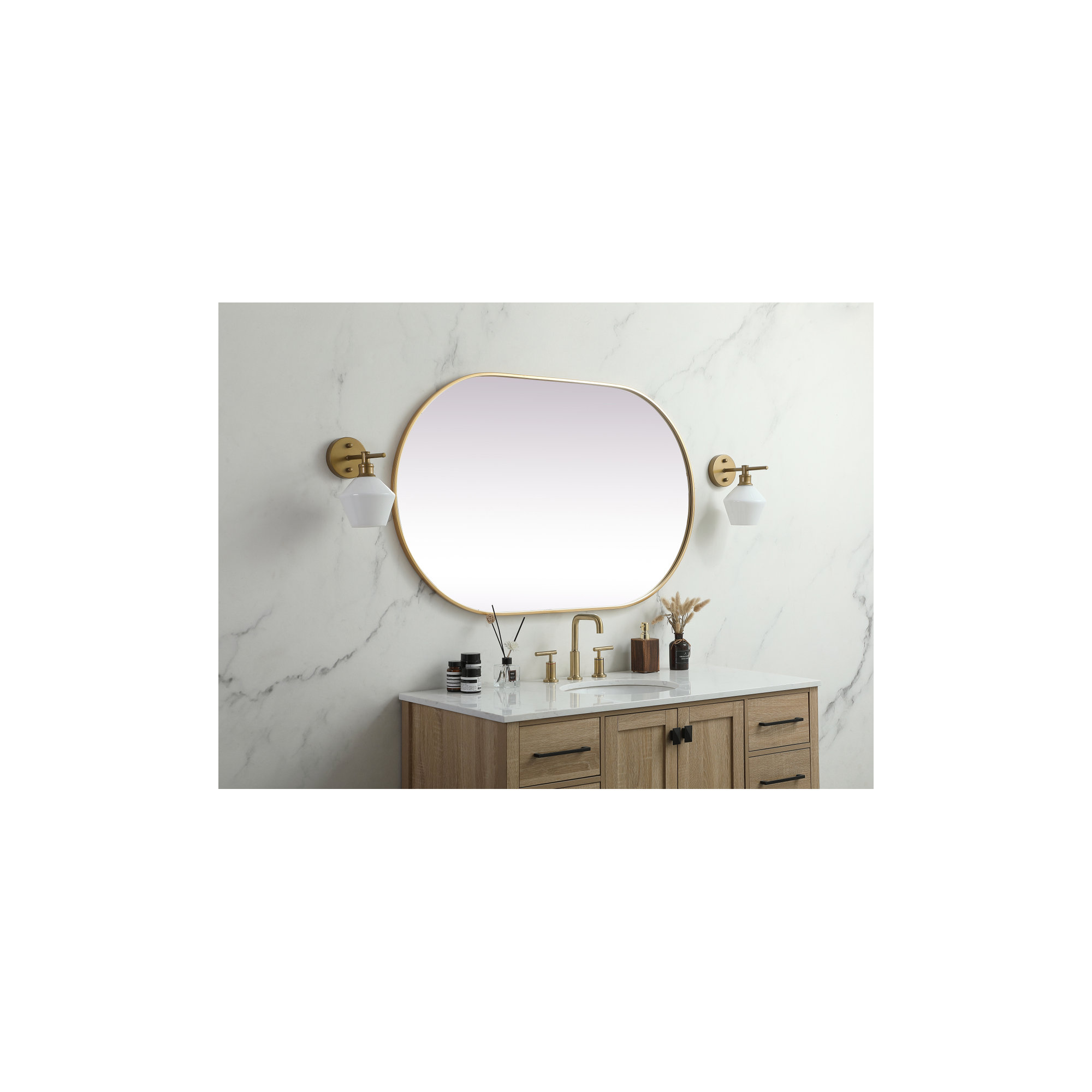 Elington Metal Oval Mirror, 48"  x 30" , Brass