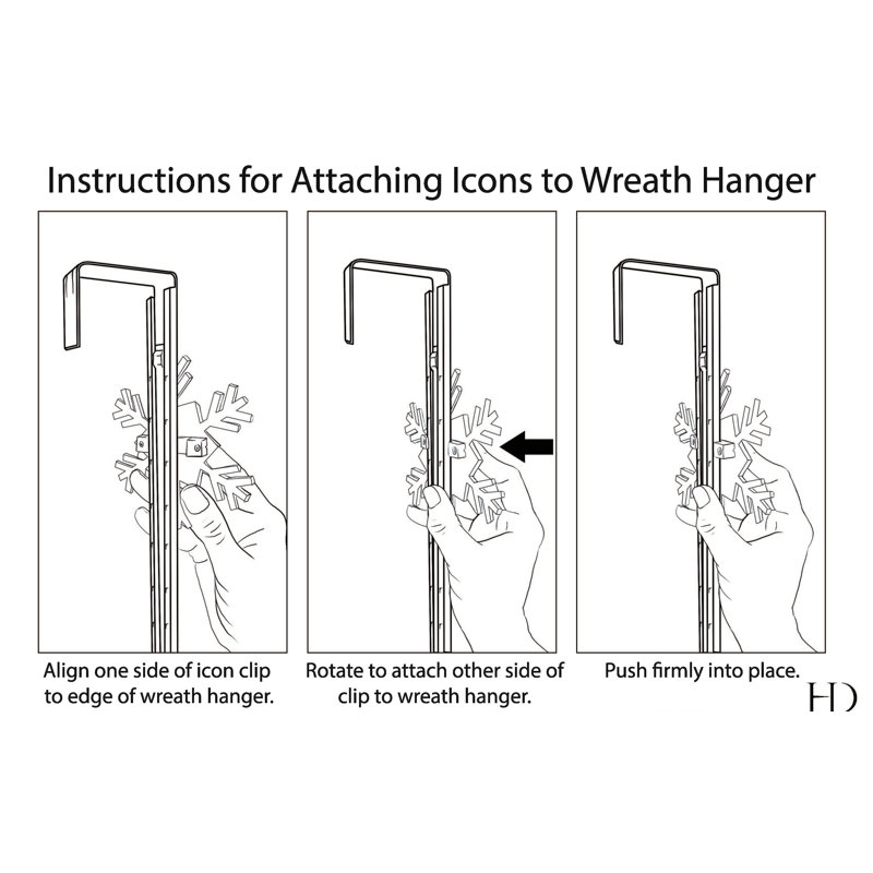 Adjustable Length Wreath Hanger with 4 Interchangeable Icons, Antique Brass