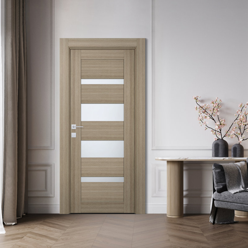 Dalle de porte intérieure en bois manufacturé et en verre givré Ella, 17,75 po x 79,37 po, Shambor