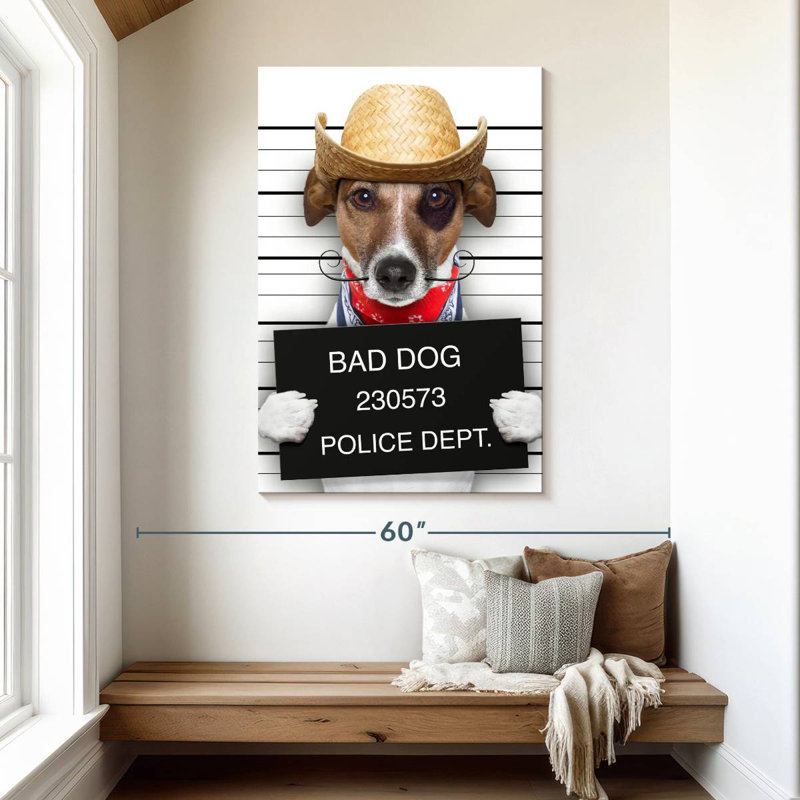 Bad Dog Mugshot, H 48 po x l 32 po