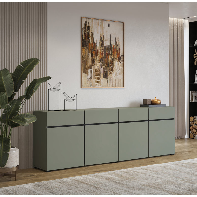 Nettie 225cm W 4 - Drawer Chest of Drawers, Green