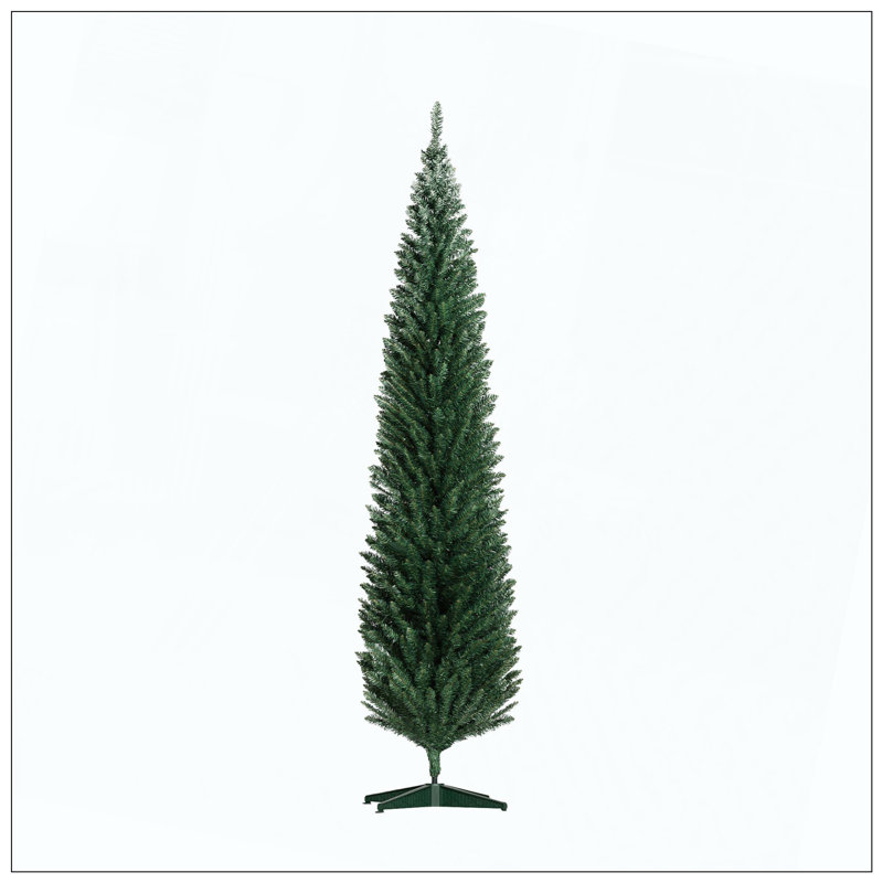 Arbre de Noël artificiel, arbre de Noël mince avec 618 pointes de branches réalistes et support en plastique, Vert
