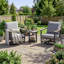 Ensemble de conversation avec chaise berçante pivotante en aluminium 3 pièces avec coussins et table d'appoint-501328069