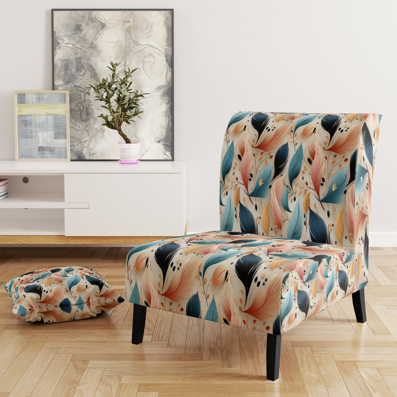 Fauteuil de chambre bleu et beige à plumes élégantes - fauteuil rembourré moderne et contemporain
