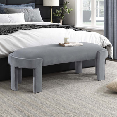 Élégant banc rembourré en velours avec structure en contreplaqué durable