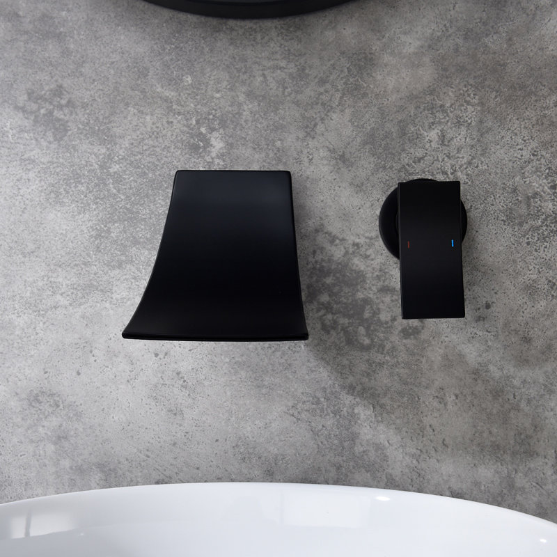 Robinet de salle de bain mural, Noir mat