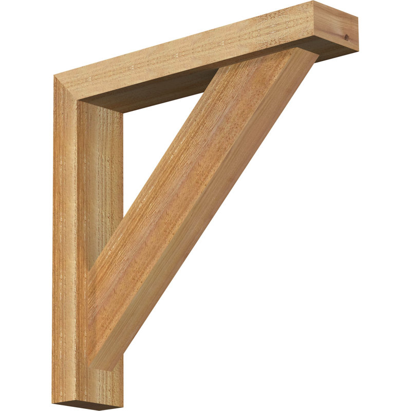 Traditional Block Bracket w/ Offset Brace, 20 x 20, 4"W Western Red Cedar (Rough Sawn)
