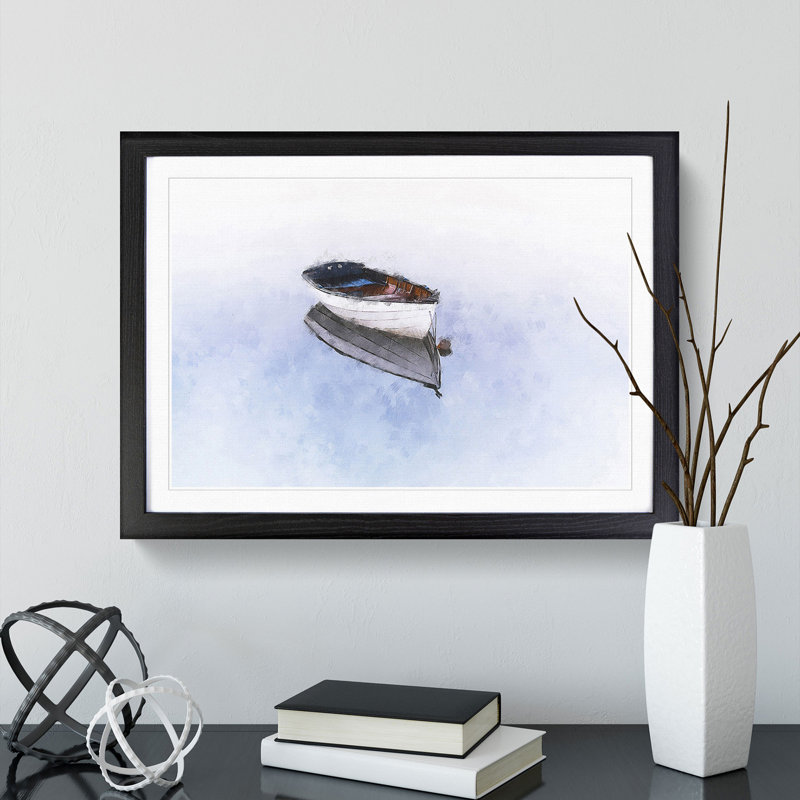 Reflection of a Boat - Framed Print, Black Framed, 45cm H x 63cm W x 2cm D