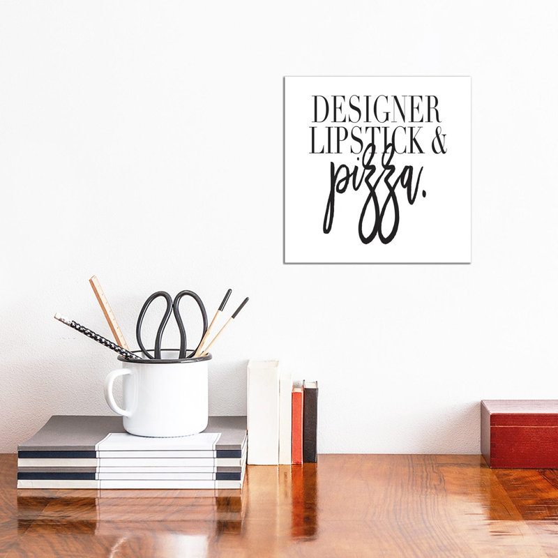 Designer Lipstick And Pizza by Honeymoon Hotel - Wrapped Canvas Print, 30.48 cm H x 30.48 cm W
