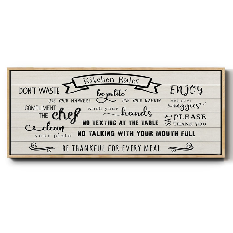 Rules of the Kitchen - Toile encadrée, H 20 po x l 50 po