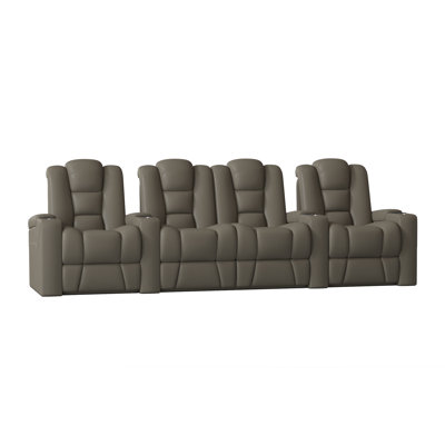 Upholstered Power Reclining Home Theater Seating with Cup Holder